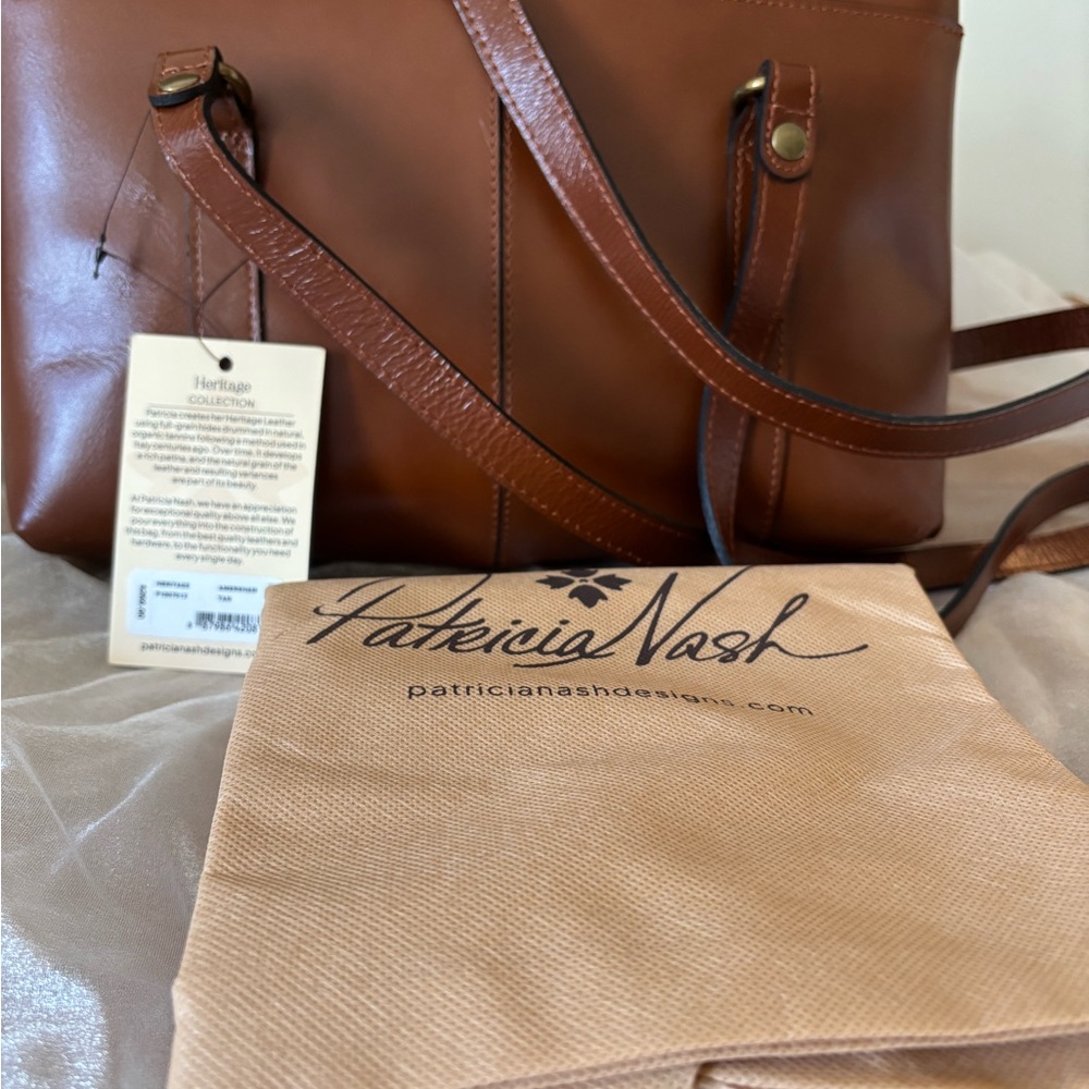 Patricia Nash Tan Leather Briefcase style Tote bag Heritage Amersham - Picture 2 of 16
